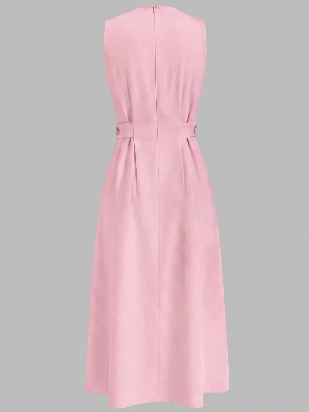 100% Cotton Pink Sleeveless Midi Dress w Pockets Size M - Picture 4 of 6